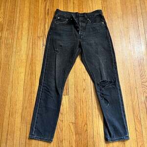 Levi’s 501 S Jeans Womens 27 X28 Premium Faded Black Button Fly High Rise